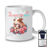 Our First Mother's Day 2024, Adorable Mother's Day Mommy Baby Cow Lover, Flowers Family T-Shirt