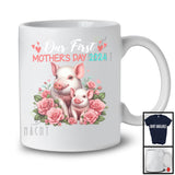 Our First Mother's Day 2024, Adorable Mother's Day Mommy Baby Pig Lover, Flowers Family T-Shirt