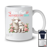 Our First Mother's Day 2024, Adorable Mother's Day Mommy Baby Sheep Lover, Flowers Family T-Shirt