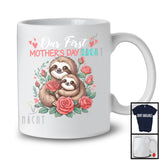 Our First Mother's Day 2024, Adorable Mother's Day Mommy Baby Sloth Lover, Flowers Family T-Shirt