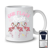 Our Flock Rocks; Humorous Flamingo Playing Guitar; Teacher Students Guitarist Group T-Shirt
