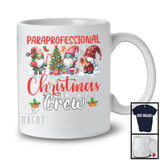 Paraprofessional Christmas Crew; Adorable X-mas Tree Three Gnomes; Snowing Jobs Group T-Shirt