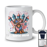 Patriotic Squad, Adorable 4th Of July Dachshund Owner Firecrackers, American Flag Fireworks T-Shirt