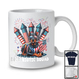 Patriotic Squad, Adorable 4th Of July Dobermann Owner Firecrackers, American Flag Fireworks T-Shirt