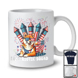 Patriotic Squad, Adorable 4th Of July Shiba Inu Owner Firecrackers, American Flag Fireworks T-Shirt
