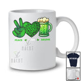 Peace Love Drunk; Amusing St. Patrick's Day Green Peace Hand Sign Heart; Beer Drinking T-Shirt