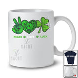 Peace Love Luck; Amusing St. Patrick's Day Green Peace Hand Sign Heart Shamrock; Family T-Shirt