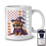 Pekingese Witch On American Flag, Adorable Halloween Pumpkin Paws, Patriotic Group T-Shirt