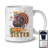 Personalized Sister; Awesome Thanksgiving Plaid Pumpkin Turkey; Custom Name Family Group T-Shirt