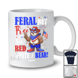 Personalized Feral But Free for Red White & Bear; Humorous 4th of July Bear Patriotic Animal Lover T-Shirt