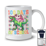 Personalized 100 Days Of School; Lovely Custom Name Axolotl Riding T-Rex Schoolbag T-Shirt