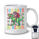 Personalized 100 Days Of School; Lovely Custom Name Sloth Riding T-Rex Schoolbag T-Shirt