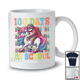 Personalized 100 Days Of School; Lovely Custom Name Sloth Riding Unicorn Schoolbag T-Shirt