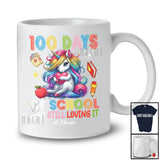 Personalized 100 Days of School And Still Loving It; Awesome Custom Name Unicorn Holding Heart T-Shirt
