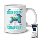 Personalized 2025 High School Level Complete; Joyful Graduation Summer Custom Name Gamer T-Shirt