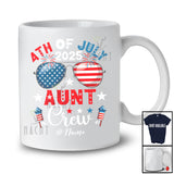 Personalized 4th of July 2025 Aunt Crew; Proud US Flag Sunglasses; Custom Name Family Patriotic T-Shirt