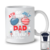Personalized 4th of July 2025 Dad Crew; Proud US Flag Sunglasses; Custom Name Family Patriotic T-Shirt