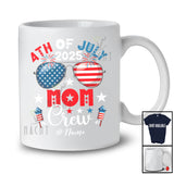 Personalized 4th of July 2025 Mom Crew; Proud US Flag Sunglasses; Custom Name Family Patriotic T-Shirt
