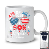 Personalized 4th of July 2025 Son Crew; Proud US Flag Sunglasses; Custom Name Family Patriotic T-Shirt