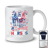 Personalized 4th of July My With Horses; Proud Custom Name Farmer Three Horses; Patriotic T-Shirt