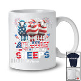Personalized 4th of July My With Sheeps; Proud Custom Name Farmer Three Sheeps; Patriotic T-Shirt