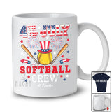 Personalized 4th of July Softball Crew; Joyful Custom Name Patriotic Softball Equipment T-Shirt