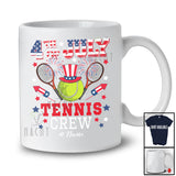 Personalized 4th of July Tennis Crew; Joyful Custom Name Patriotic Tennis Equipment T-Shirt
