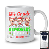 Personalized 6th Grade Reindeers Crew; Awesome Christmas Custom Name Students Teacher T-Shirt
