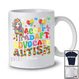 Personalized Accept Adapt Advocate; Lovely Autism Awareness Custom Name Autistic Unicorn T-Shirt