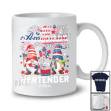 Personalized All American Bartender; Proud 4th Of July US Flag Fireworks; Custom Name Patriotic T-Shirt