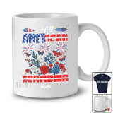 Personalized All American Grandma; Happy 4th Of July US Flag Flowers; Custom Name Patriotic T-Shirt