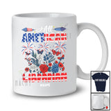 Personalized All American Librarian; Happy 4th Of July US Flag Flowers; Custom Name Patriotic T-Shirt