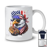 Personalized American Bald Eagle Eating Donut; Humorous 4th of July Custom Name Patriotic T-Shirt