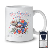 Personalized American Flag Bearded Dragon Flowers; Lovely 4th Of July Custom Name Patriotic T-Shirt