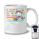 Personalized American Flag Bunny Playing Baseball; Lovely Easter Eggs Custom Name Sport Player T-Shirt