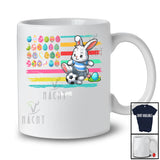 Personalized American Flag Bunny Playing Soccer; Lovely Easter Eggs Custom Name Sport Player T-Shirt