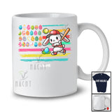 Personalized American Flag Bunny Playing Softball; Lovely Easter Eggs Custom Name Sport Player T-Shirt