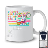 Personalized American Flag Bunny Playing Tennis; Lovely Easter Eggs Custom Name Sport Player T-Shirt