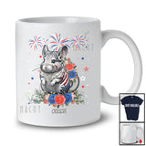 Personalized American Flag Chinchilla Flowers; Lovely 4th Of July Animal; Custom Name Patriotic T-Shirt