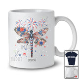Personalized American Flag Dragonfly Flowers; Lovely 4th Of July Insect; Custom Name Patriotic T-Shirt