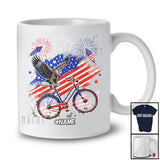 Personalized American Flag Eagle On Bicycle; Proud 4th Of July Custom Name Patriotic Family T-Shirt