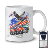 Personalized American Flag Eagle On Crane Truck; Proud 4th Of July Custom Name Patriotic Driver T-Shirt
