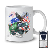 Personalized American Flag Eagle On Garbage Truck; Proud 4th Of July Custom Name Patriotic Driver T-Shirt