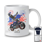 Personalized American Flag Eagle On Motorcycle; Proud 4th Of July Custom Name Patriotic Biker T-Shirt
