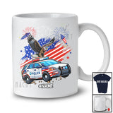 Personalized American Flag Eagle On Police Car; Proud 4th Of July Custom Name Patriotic Driver T-Shirt