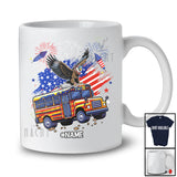 Personalized American Flag Eagle On School Bus; Proud 4th Of July Custom Name Patriotic Driver T-Shirt