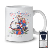 Personalized American Flag Lizard Flowers; Lovely 4th Of July Animal; Custom Name Patriotic T-Shirt