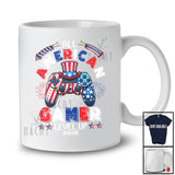 Personalized American Gamer Level Up; Joyful 4th Of July Game Controller; Custom Name Patriotic T-Shirt