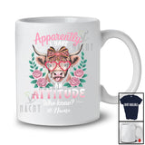 Personalized Apparently I Have An Attitude; Lovely Floral Highland Cattle Cow Custom Name Farmer T-Shirt