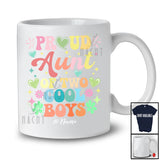 Personalized Aunt of 2 Cool Boys; Joyful Mother's Day Hearts; Grandsons Custom Name Family T-Shirt